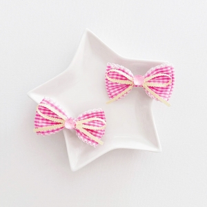 Girl Hair Clip Bow Plaid Pair (GHP6296)